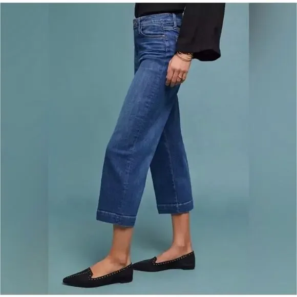 Paige Nellie High-Rise Culotte Jeans Medium
Wash Denim Crop Wide Leg Size 24 - Picture 2 of 13